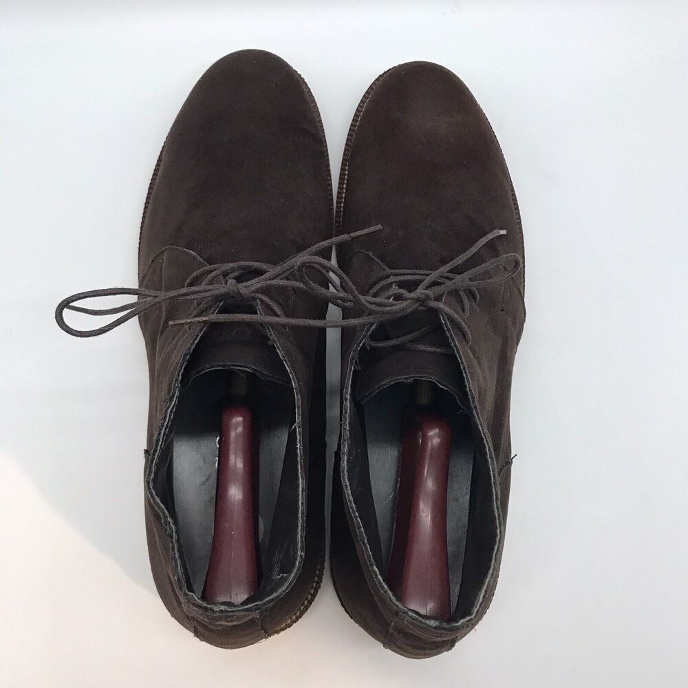 Guess Brown Faux Suede Leather Chukka Boots Men's 12 Lace Up Mid Top Ankle Shoes - Picture 6 of 11